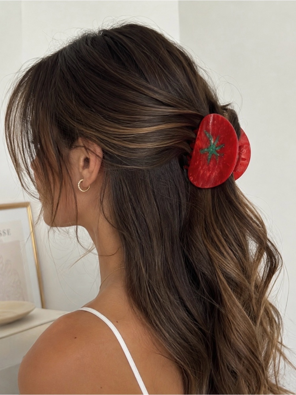 3/$22🩶  Tomato Claw Clip Food Novelty Hair Accessory Acrylic Clip Italian NEW